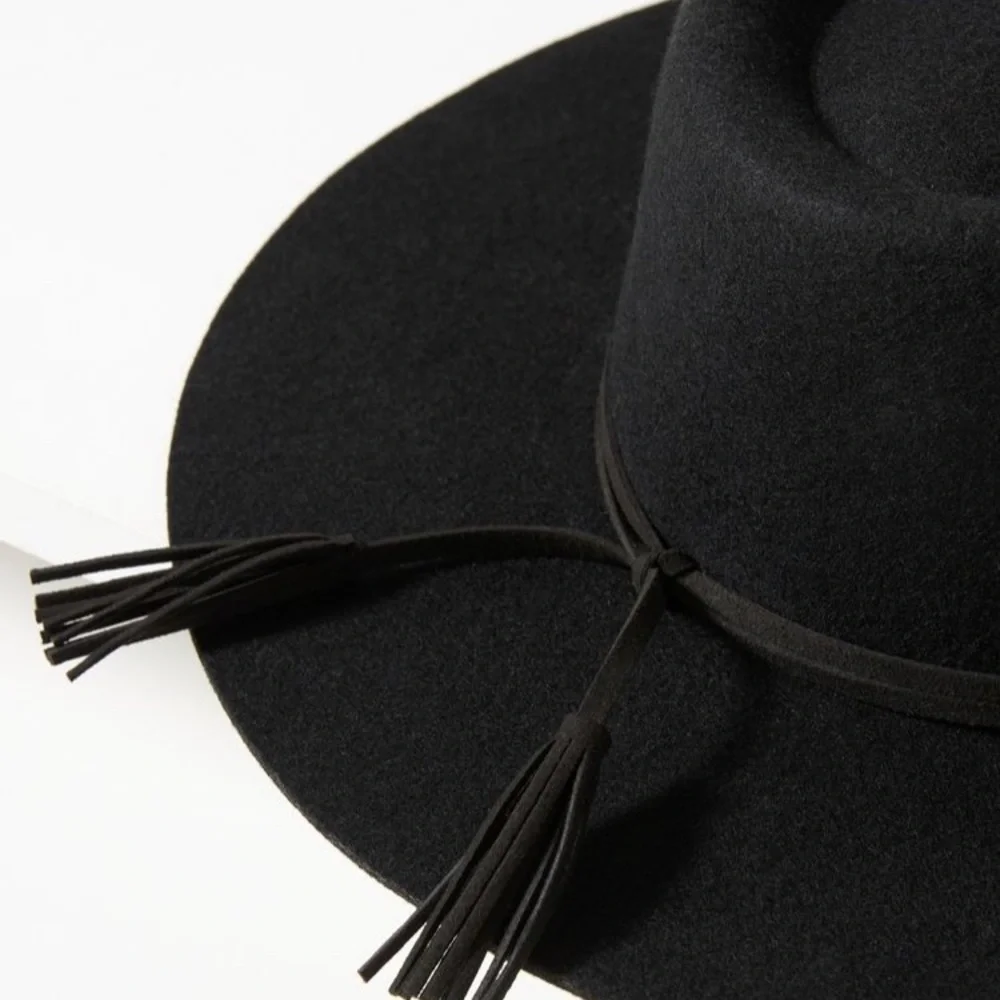 NWT Anthropologie Tasseled Wool Rancher Western Black Hat - Picture 7 of 11